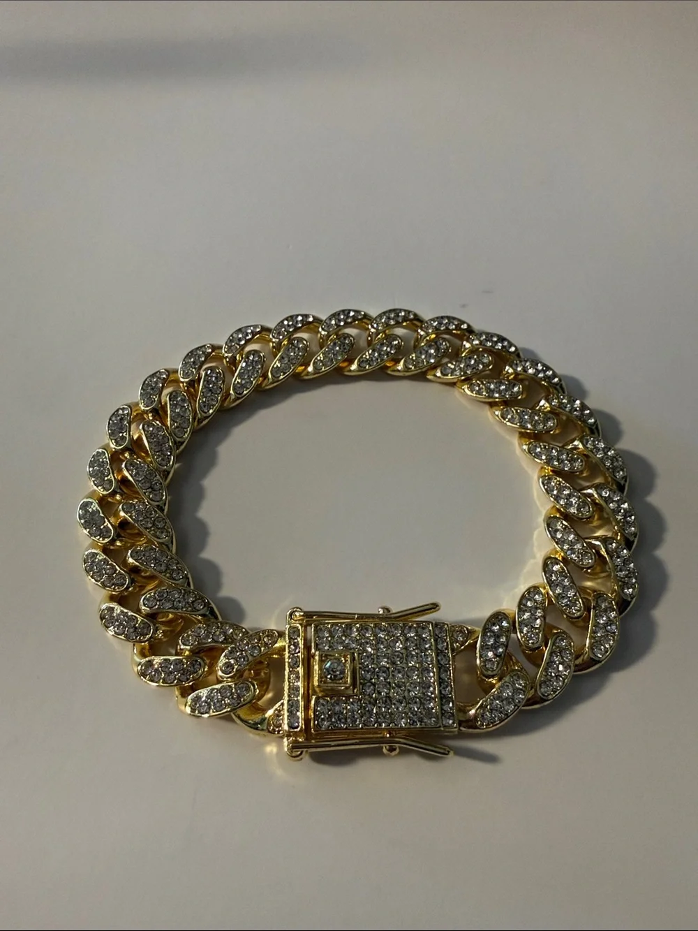 Gold Plated Paved Iced Out Cuban Link Bracelet - Men Accessories